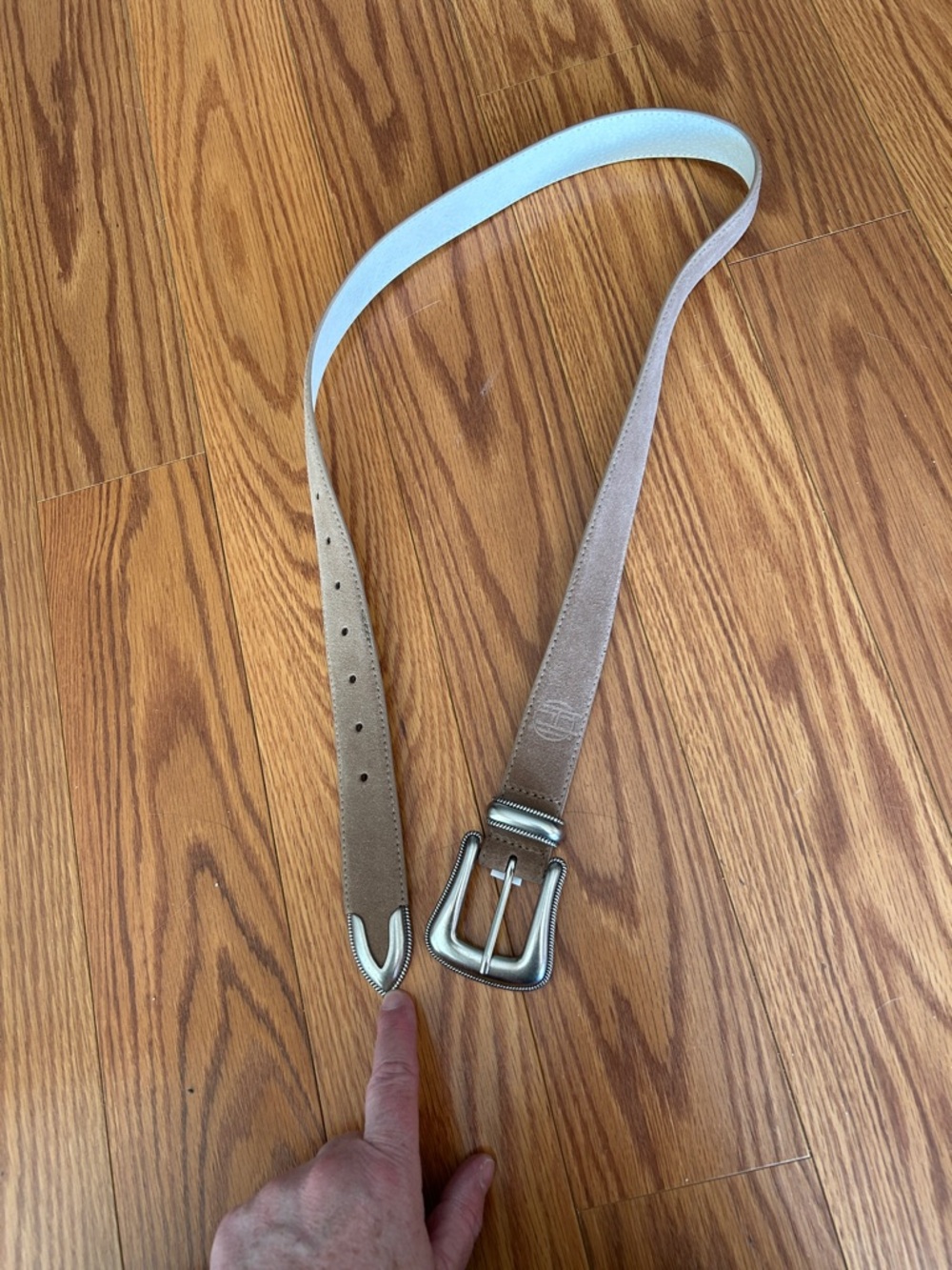 House of Harlow 1960 Tan Suede Belt with Silver Buckle